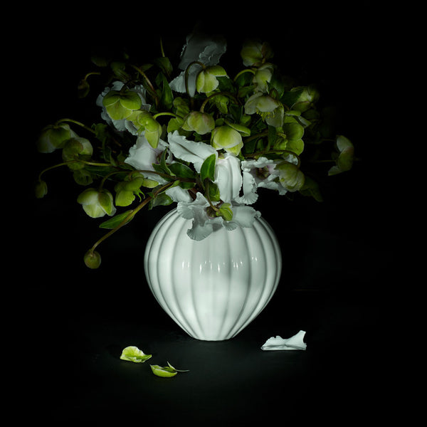 The Montgolfiere Vase with white flowers